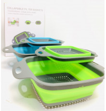 Друшлаг силиконовый складной большой + маленький Collapsible filter baskets JM-612 (100 шт/ящ)