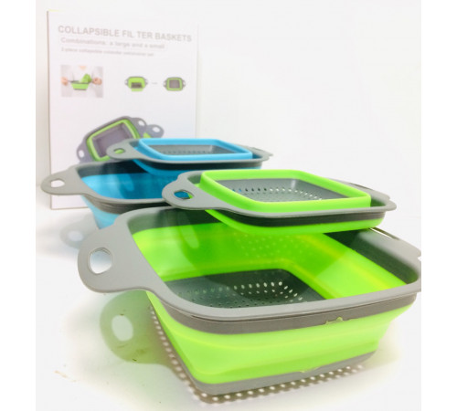 Друшлаг силиконовый складной большой + маленький Collapsible filter baskets JM-612 (100 шт/ящ) за 222 грн