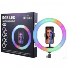 Кольцевая LED лампа RGB MJ36 (36см) (3 крепление) (управление на проводе) (20)