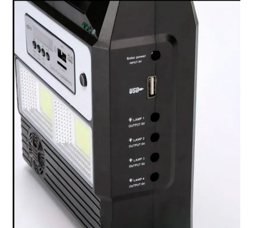 Портативная станция GDLight GD8216 Bluetooth/Power Bank на солнечной батарее с фонарем + 3 лампы