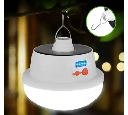 Кемпинговый фонарь лампа USB GTM LED 2026 Светильник на аккумуляторе с солнечной панелью
