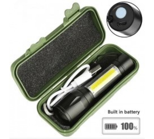 Ручной аккумуляторный фонарик с боковым диодом Power style MX-829-COB