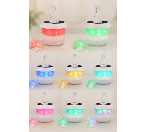Кемпинговый фонарь с солнечной батареей RGB WITH 10M LED STRIP BL YX669 / Подвесная лампа для кемпинга / Светильник солнечной панелью