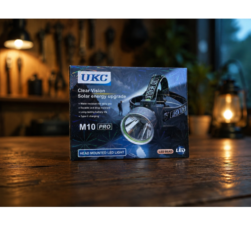 Налобний Ліхтарик M 10 pro / Потужний LED-світлодіодний ліхтар / Ліхтарик із заряджанням від Type-C