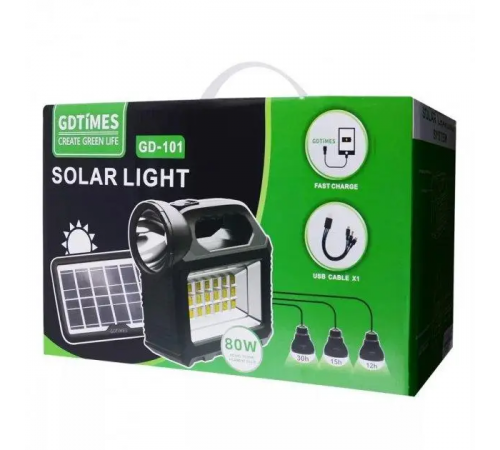 Многофункциональный LED фонарь Cclamp GD-101 с солнечной панелью, 3 лампочки, повербанк