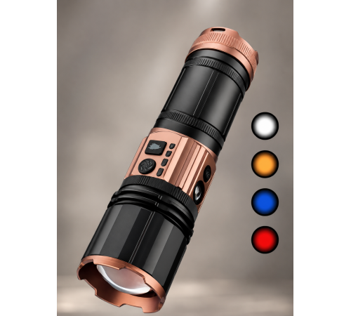 Аккумуляторный ручной фонарик / Мощный фонарик COBA CB-G008-1 с USB-выходом / Фонарик 18800 mAh 4 цвета освещения