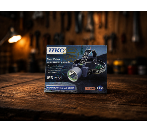 Ліхтарик налобний M 3 pro / Ліхтар акумуляторний UKC / LED світильник налобний на USB Type-C