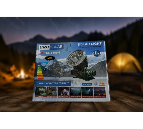 Налобний Ліхтарик TSL 5800h / Акумуляторний ліхтарик UKC / LED із сонячною батареєю та зарядкою від Type-C