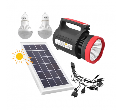 Фонарь-прожектор аккумуляторный с солнечной панелью Wimpex WX-1902 5W + 2 лампы 3W