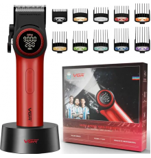 Акумуляторна машинка для стриження (clipper) VGR V-001, 10 насадок, 9000 RPM, 4600 mAh, LED light, LED