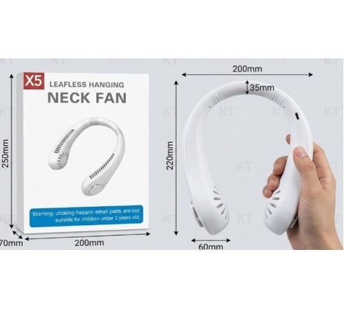 Вентилятор на шею Cat-neck Fan мини портативный USB X5 белый