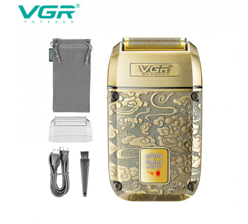 Электробритва VGR V-336 шейвер, двойное лезвие + триммер, LED Display, металлическая за 1706 грн