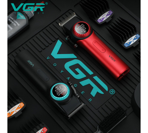 Акумуляторна машинка для стрижки (clipper) VGR V-001, 10 насадок, 9000 RPM, 4600 mAh, LED light, LED за 4140 грн