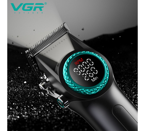 Акумуляторна машинка для стрижки (clipper) VGR V-001, 10 насадок, 9000 RPM, 4600 mAh, LED light, LED за 4140 грн