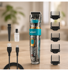 Машинка для стрижки VGR V 695 / Аккумуляторная машинка для стрижки волос + 6 насадок, с USB / Беспроводной триммер для стрижки