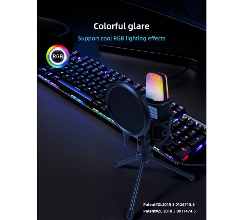 Конденсаторний мікрофон Yanmai SF666R USB з RGB-підсвічуванням