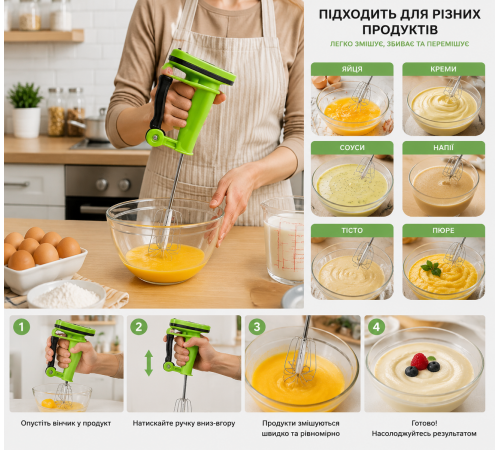 Ручной миксер Easy Flow Blender / Полуавтоматический механический венчик для сбивания портативный беспроводной