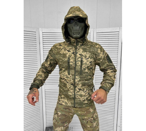 Осіння тактична куртка софтшел Soft-Shell SQUAD піксель ВТ7898
