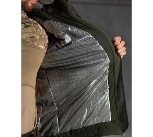 Зимняя тактическая мужская куртка Softshell софтшел теплая подкладка блестящяя OMNI-HEAT олива S