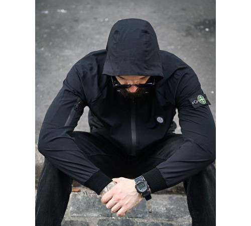 Городская Ветровка Stone island карман black 4 ДЛ7035