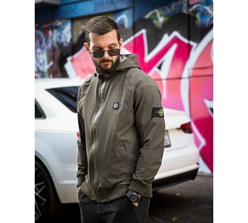 Міська вітровка Stone Island карман оліва 4 люкс ДЛ7037 за 1869 грн