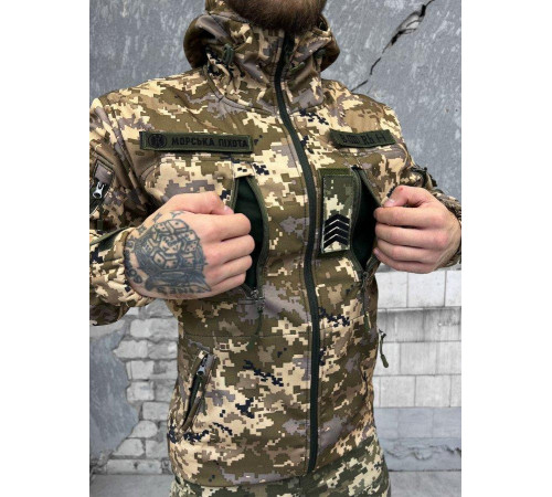 Тактическая куртка Softshell софтшел пиксель ВТ6447