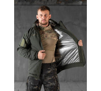 Зимняя тактическая мужская куртка Softshell софтшел теплая подкладка блестящяя OMNI-HEAT олива XXL
