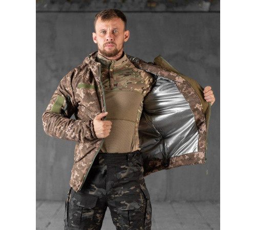 Зимняя мужская тактическая куртка Softshell OMNI-HEAT пиксель M
