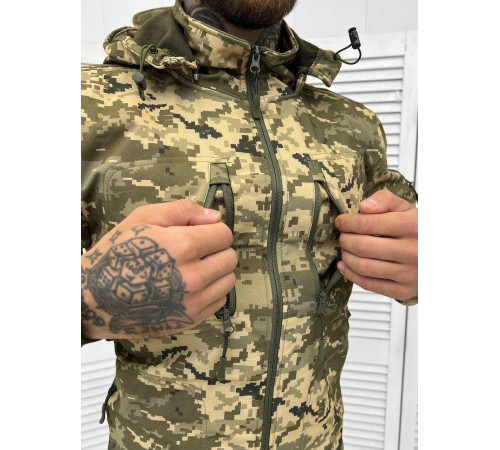 Осіння тактична чоловіча куртка піксель софтшел XXXL