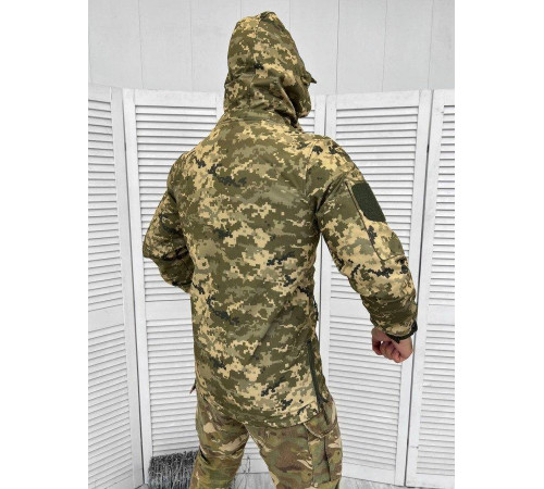 Осенняя тактическая куртка софтшел Soft-Shell SQUAD пиксель ВТ7898