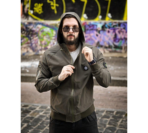 Городская Ветровка Stone island карман oliva 4 люкс ДЛ7037