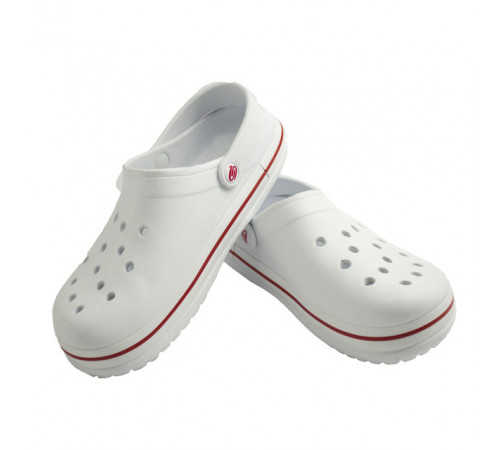 Кроксы мужские белые сабо Медицинская обувь "Прогресс Crocs" с большими дырками