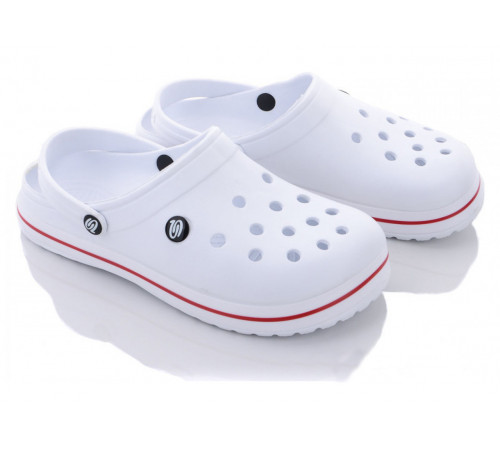 Крокси чоловічі білі сабо Медичне взуття "Прогрес Crocs" з великими дірками 42
