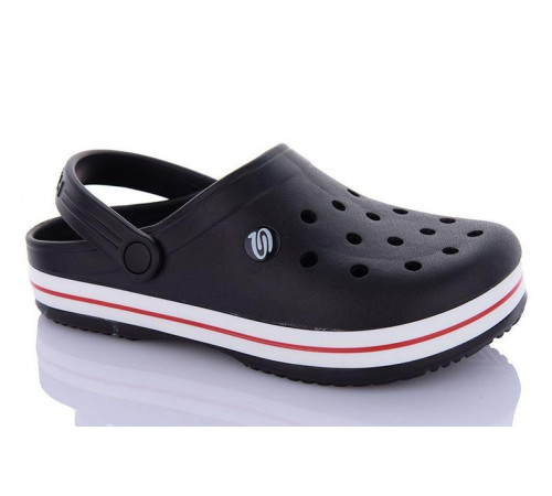 Крокси чоловічі сабо з великими дірками та підвищеною легкістю "Like Crocs" чорні
