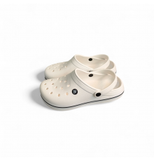 Крокси чоловічі білі сабо Медичне взуття "Прогрес Crocs" з великими дірками чорна смужка
