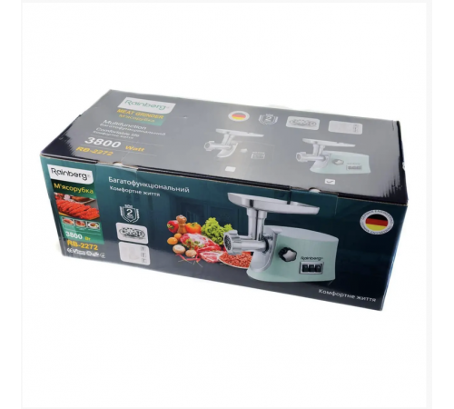 Мясорубка электрическая Rainberg 3800W с насадками и реверсом RB-2272 (4) за 4968 грн