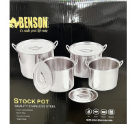 Набор посуды нержавейка (Stock Pot) 8пр 7,5л,9,5л,13л,17л BN-289 (4 шт/ящ)