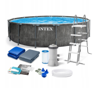 Каркасный бассейн Intex 26742, 457 x 122 см + фильтр-насос + лестница + тент + подстилка