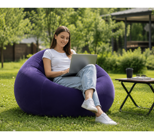 Надувне крісло-пуф Inflatable Sofa / Надувне крісло-мішок 110×110×85 см Фіолетове