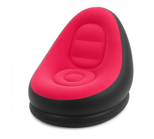 Надувной диван с пуфом Air Sofa / Надувное велюровое кресло с пуфиком+насос Розовый