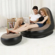 Надувной диван с пуфом Air Sofa / Надувное велюровое кресло с пуфиком+насос Бежевый