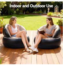 Надувне крісло AIR SOFA / Надувне велюрове крісло 80×80×67см Бежевий