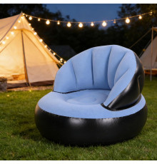 Надувне крісло AIR SOFA / Надувне велюрове крісло 80×80×67см Блакитний