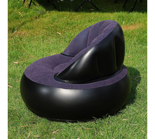 Надувное кресло AIR SOFA / Надувное велюровое кресло 80×80×67см Темно-сиинй
