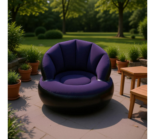 Надувное кресло AIR SOFA / Надувное велюровое кресло 80×80×67см Темно-сиинй