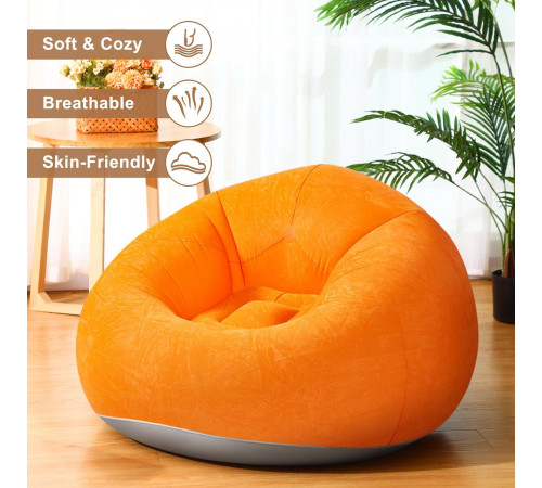 Надувне крісло-пуф Inflatable Sofa / Надувне крісло-мішок 110×110×85 см Помаранчевий за 660 грн