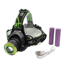 Налобний ліхтар PL-107, BL-T106-T6, 2х18650, ЗУ microUSB, T6+Cob, Zoom (60)