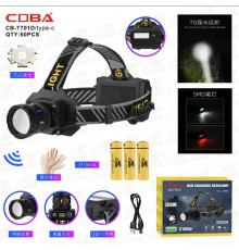 Налобный фонарь 3*18650 COBA CB-T701D Type-C / TM-0196 (60)