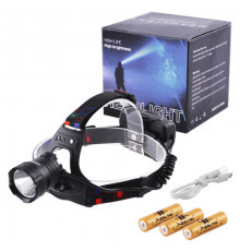 Фонарь налобный XQ-219-HP50, ЗУ micro USB, 3x18650, power bank, signal light (120 шт/ящ)