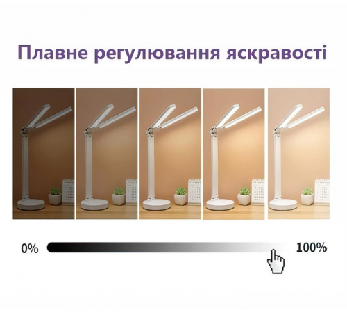 Светодиодная LED настольная лампа с двумя плафонами с термометром, временами, календарем, подставка для ручек на аккумуляторе